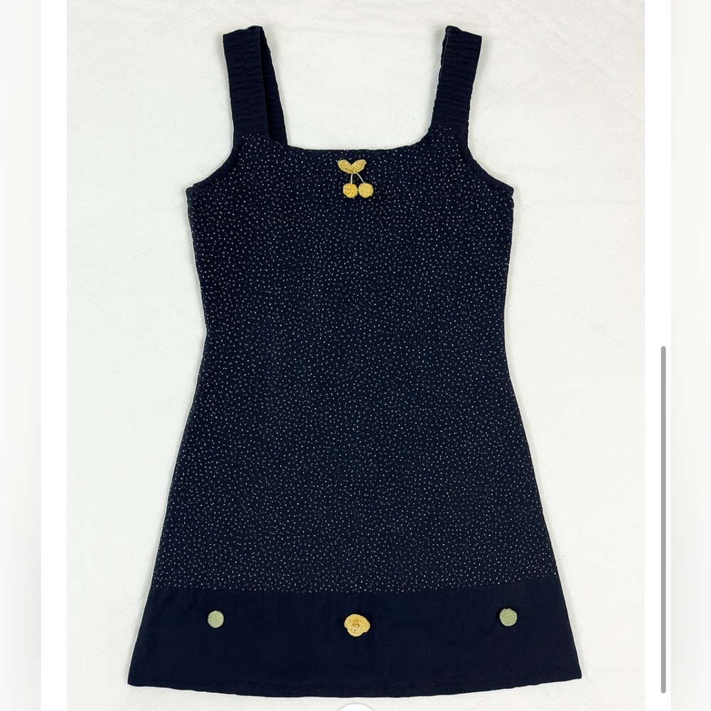 * Nicole Farhi Navy Blue Sleeveless Dress Polka Dot No Size